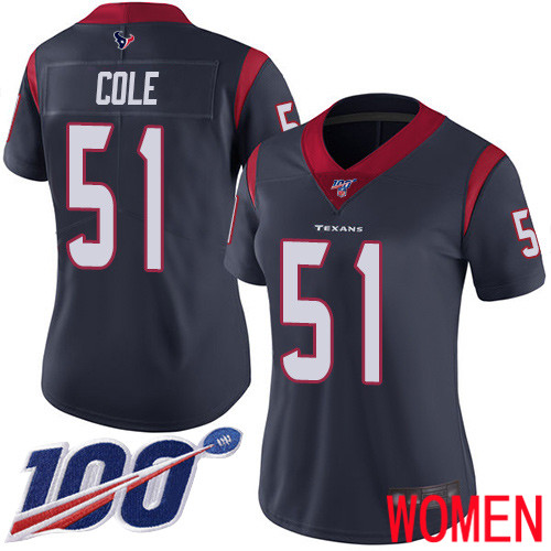 Houston Texans Limited Navy Blue Women Dylan Cole Home Jersey NFL Football #51 100th Season Vapor Untouchable->houston texans->NFL Jersey